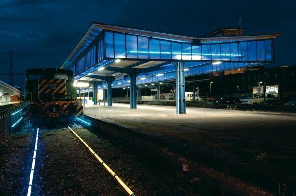 Museumsbahnsteig bei Nacht